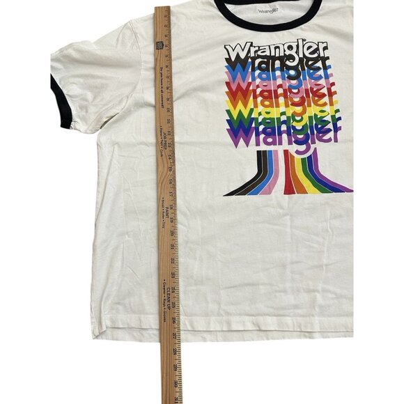 Wrangler Crew Neck Tee Shirt Size 2XL XXL Unisex Rainbow Pride Vibrant Retro - Picture 5 of 6